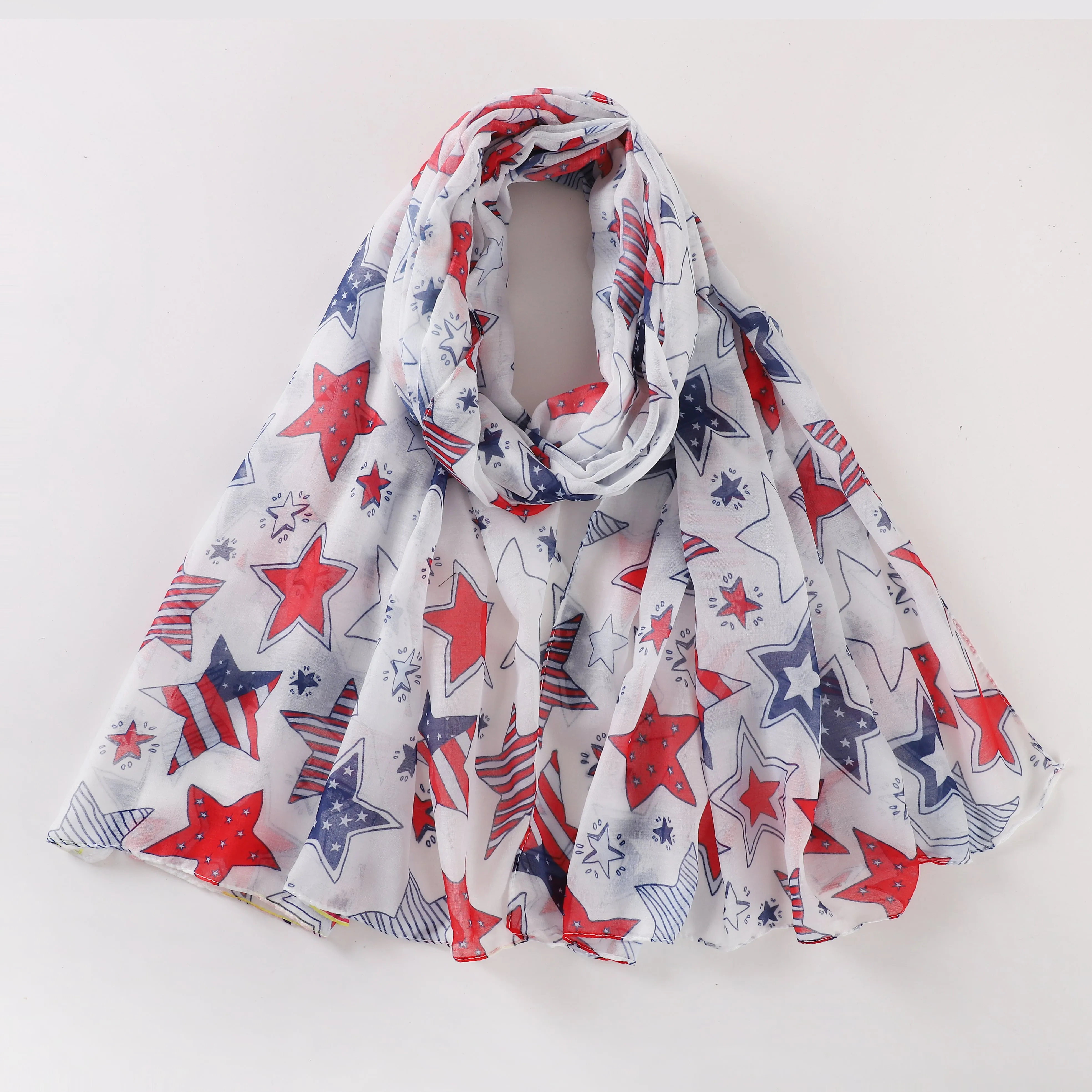 MYP07  USA Stars printed scarf and Stripes flag five-pointed star Europe and the United States fluffy fashion temperament everything scarf