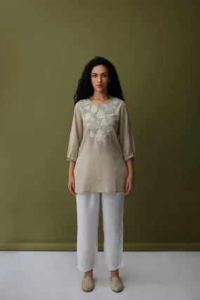 Natural Applique Linen Tunic