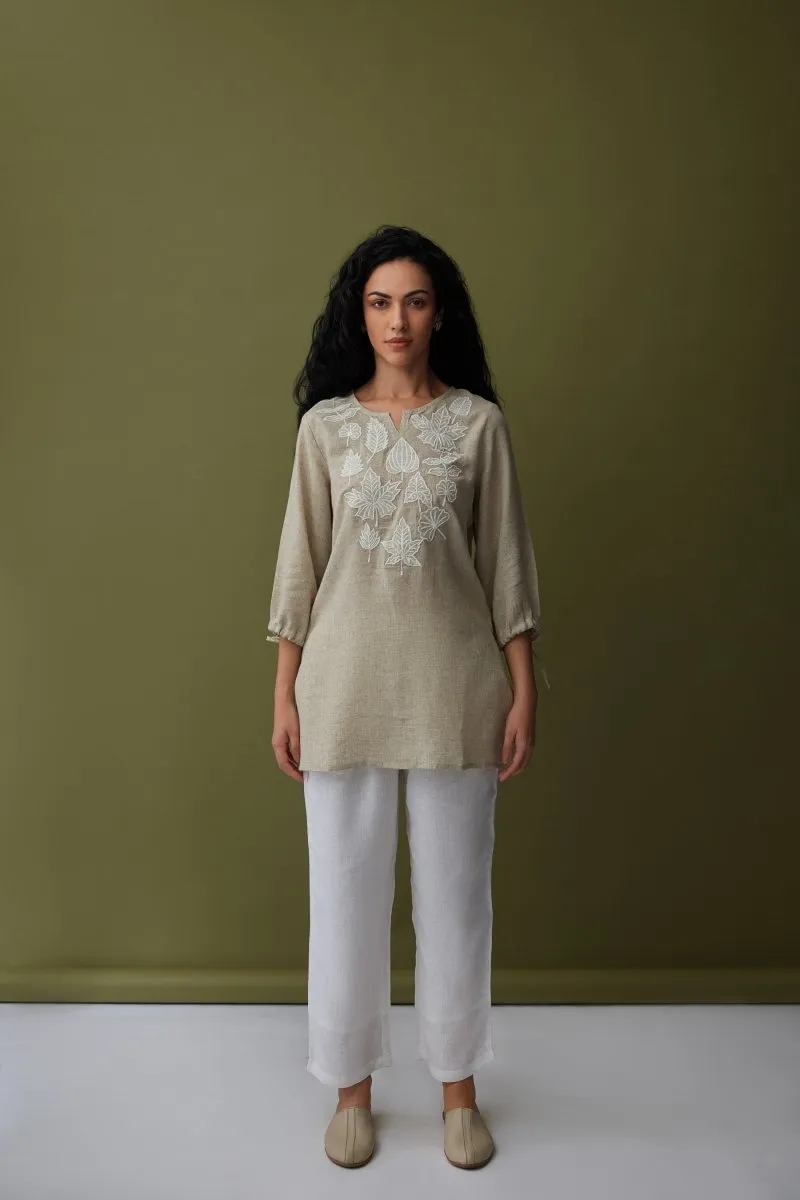 Natural Applique Linen Tunic