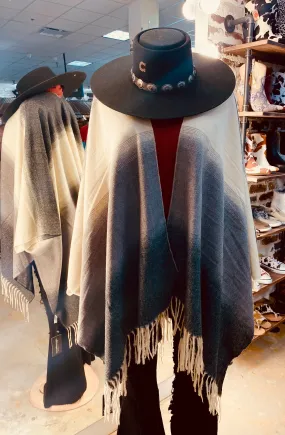 NEW! White/Black Ombré Poncho