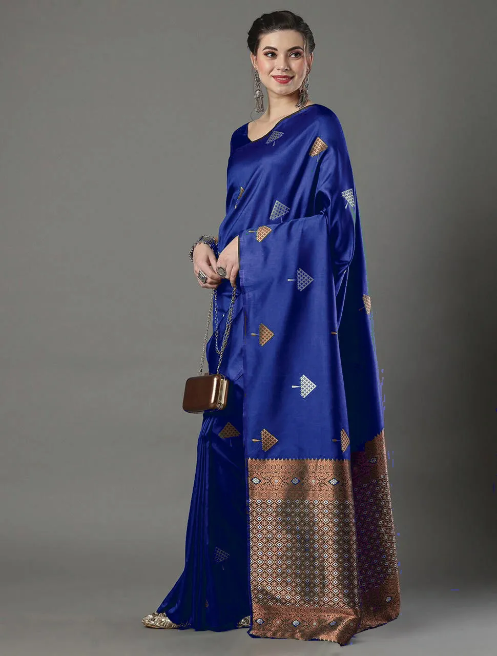 Opulent Blue Soft Silk Saree With Delightful Blouse Piece