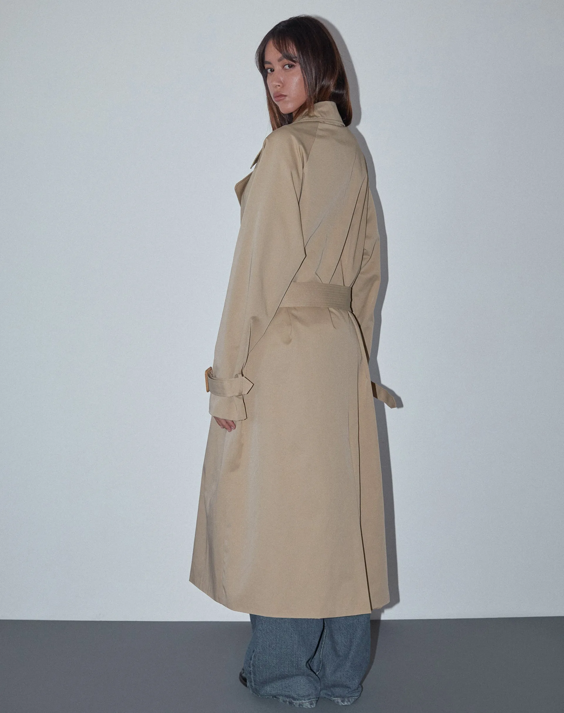 Orcati Double Breasted Trench Coat in Tan