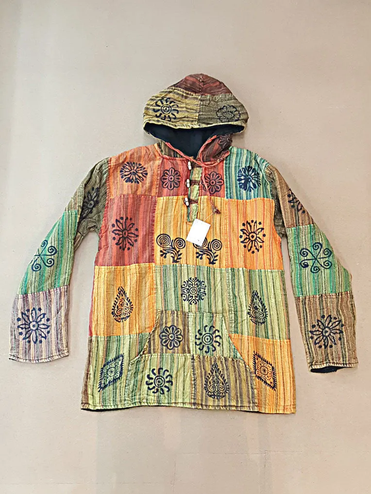 Patchwork Nepali Pullover with Fleece