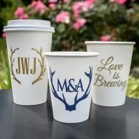 Personalized Antler Wedding Paper Cups