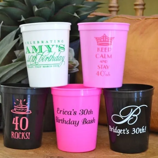 Personalized First Birthday Plastic Stadium Cups