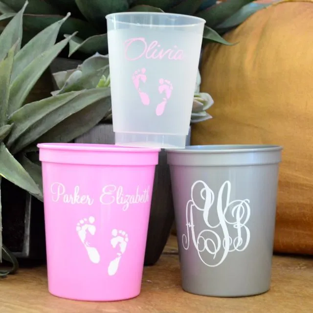 Personalized First Birthday Plastic Stadium Cups