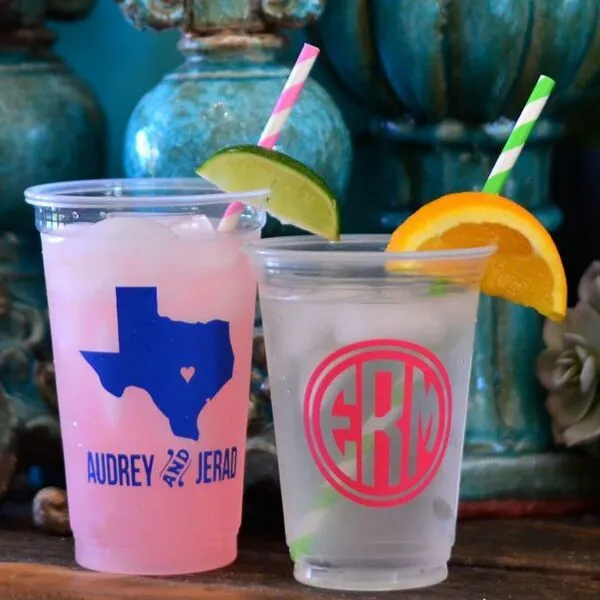 Personalized Monogram Soft Plastic Cups