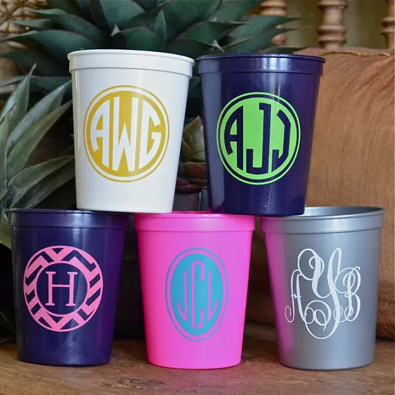 Personalized Names with Border Stadium Cups