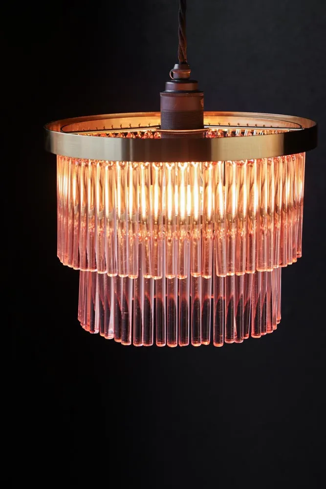 Pink Tiered Glass Easyfit Ceiling Light Shade