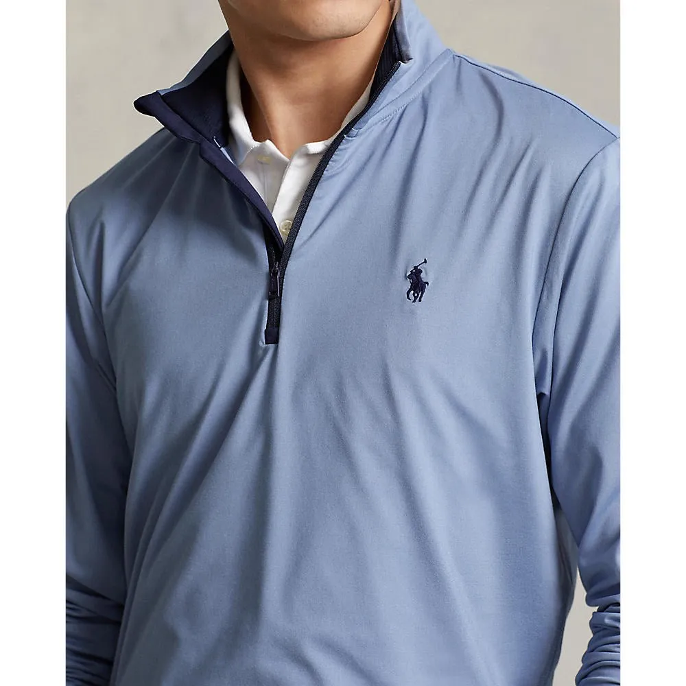 Polo Performance Ralph Lauren Half Zip Peached Jersey - Channel Blue