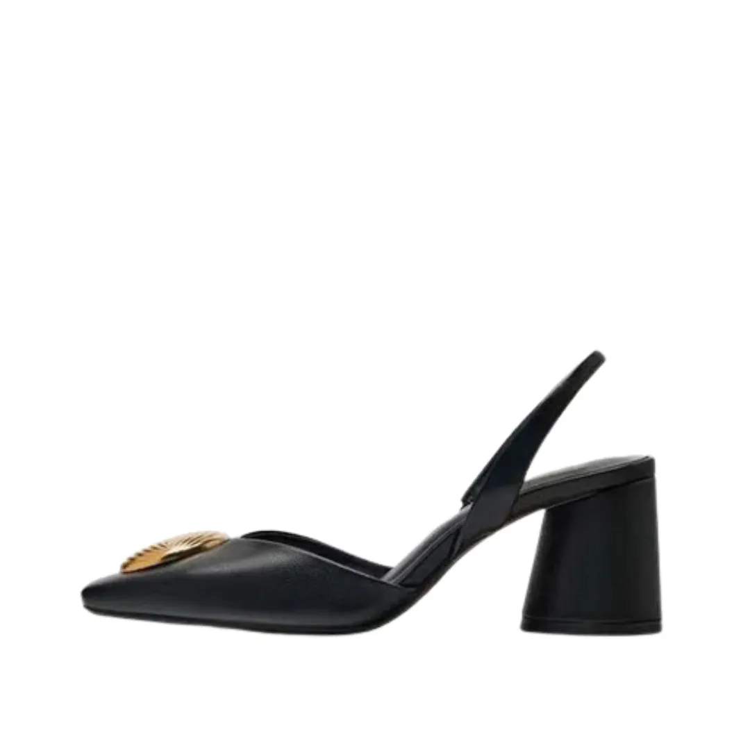 Pre Order:  Chunky Heel Metal Sequin Slingback Pumps