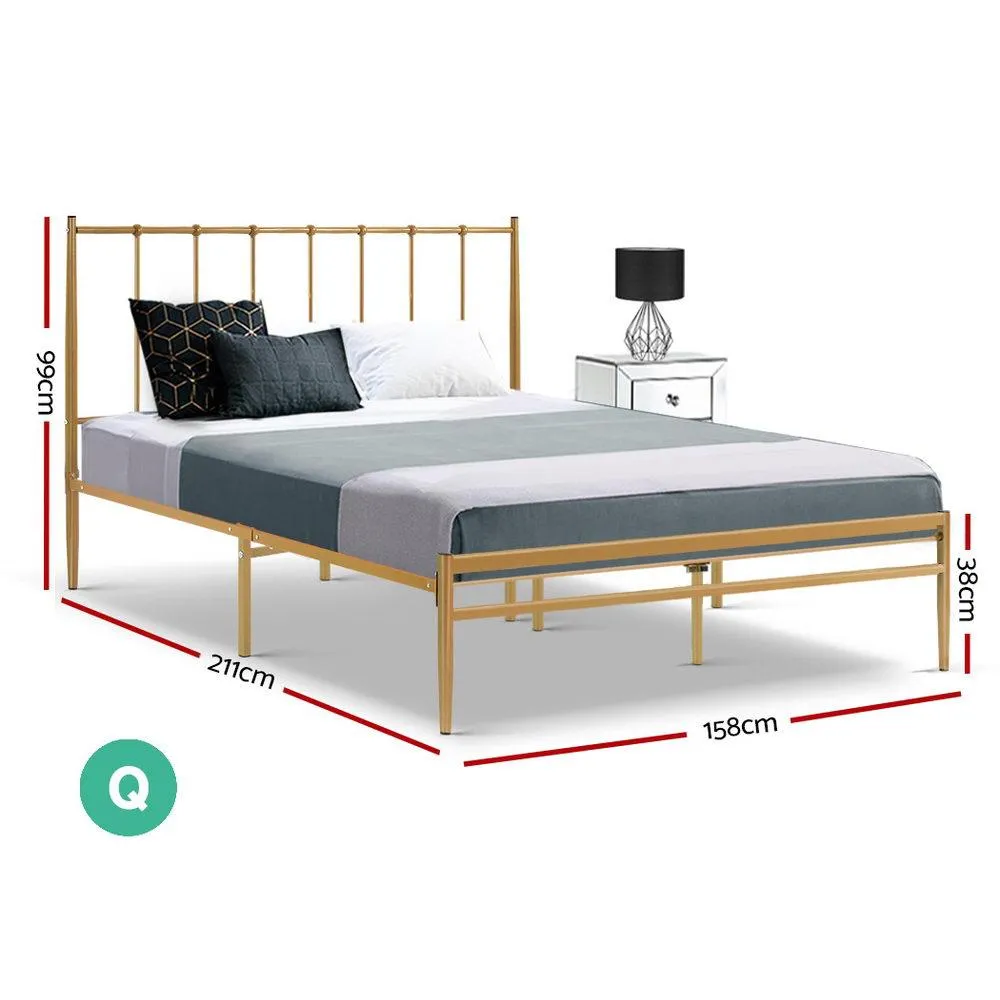 Queen Package | Amor Metal Bed Gold & Normay Pillow Top Mattress (Medium Firm)