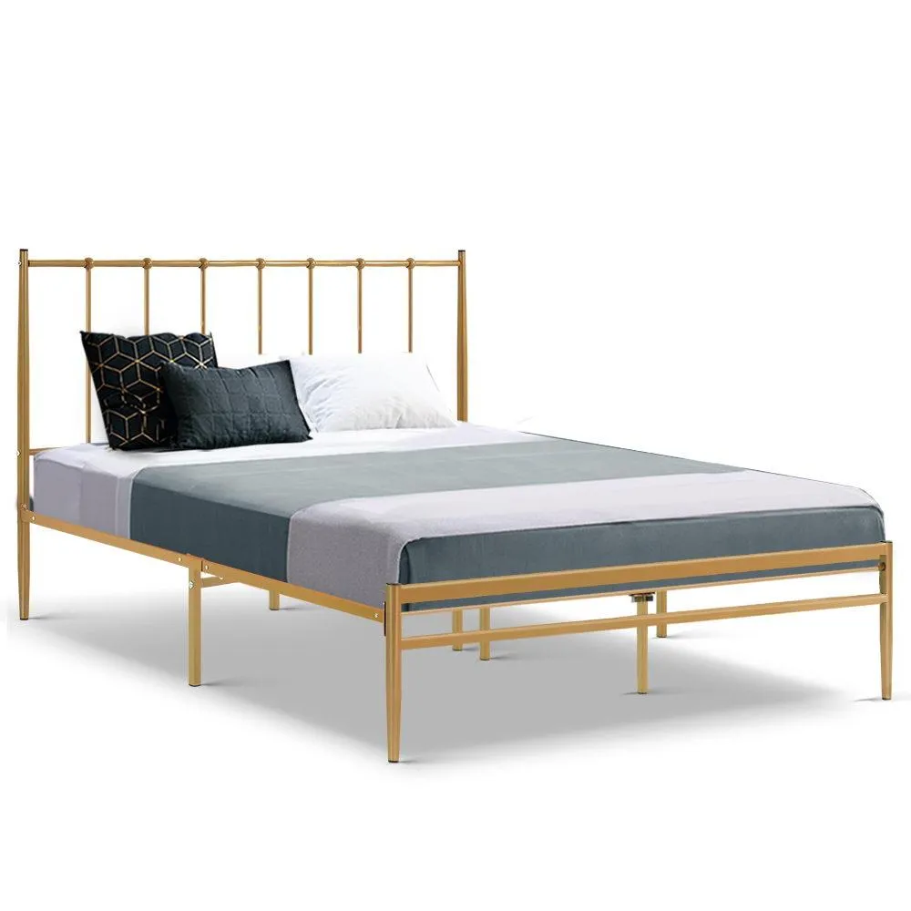 Queen Package | Amor Metal Bed Gold & Normay Pillow Top Mattress (Medium Firm)