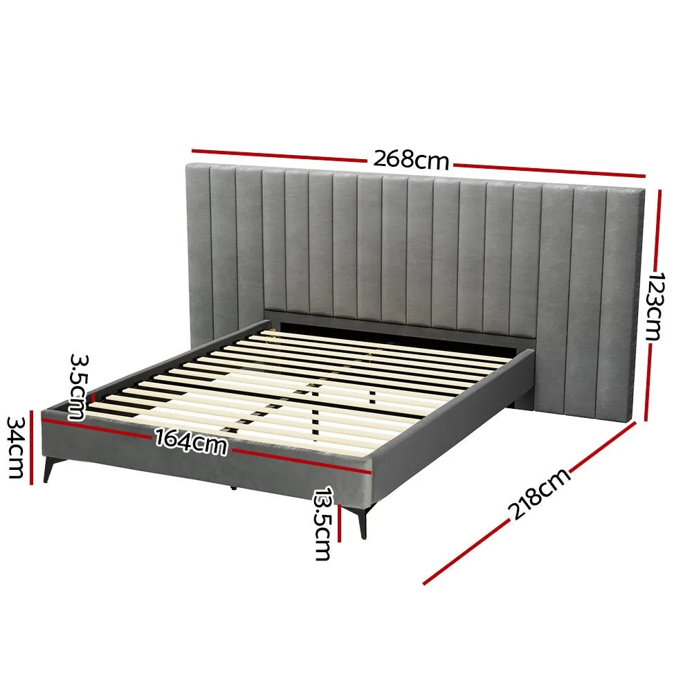 Queen Package | Burnett Bed Frame With Oversized Headboard Grey & Bonita Euro Top Mattress (Medium Firm)