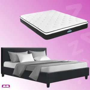 Queen Package | Coogee Bed Frame Charcoal & Bonita Euro Top Mattress (Medium Firm)