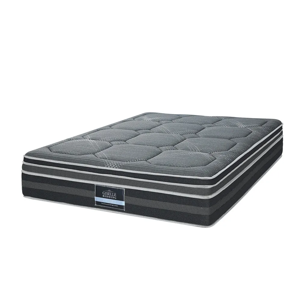 Queen Ultra Package | Henley LED Bed Black, 2 x LED Bedside Tables, Platinum Series 7 Zone Dual Euro Top Mattress, Pillowtop Mattress Topper & 4 x Pillows