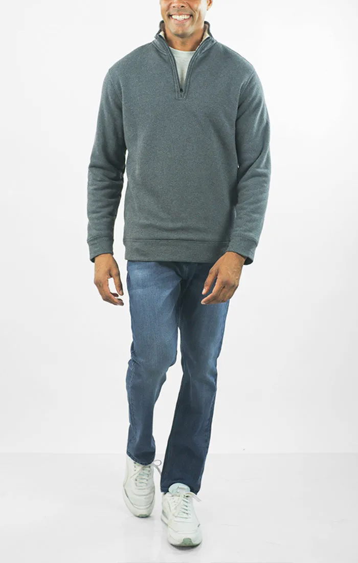 Recycled Jacquard Sherpa Lined Quarter Zip Pullover