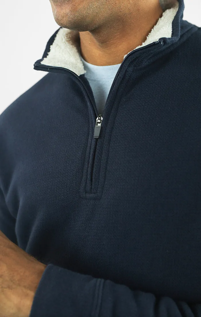 Recycled Jacquard Sherpa Lined Quarter Zip Pullover