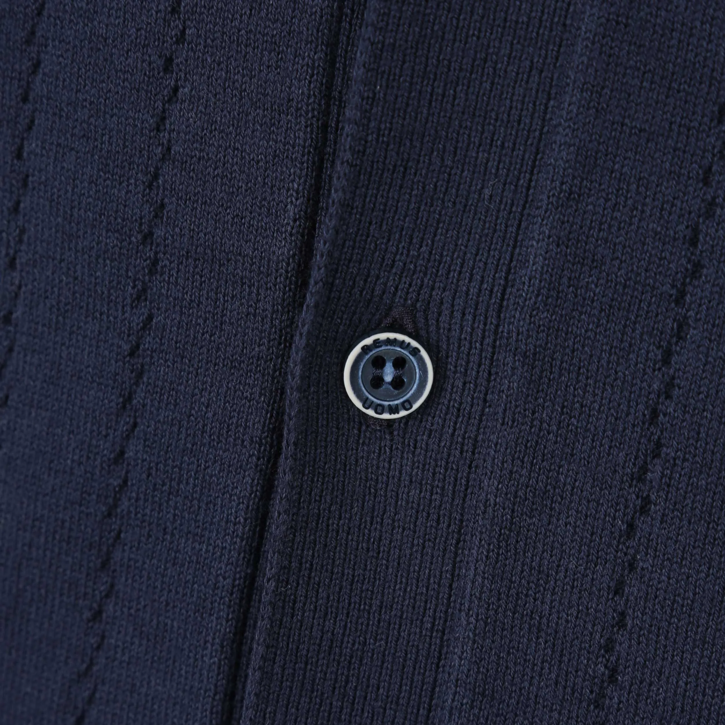 Remus Uomo Knitted Button Thru Polo Shirt in Navy