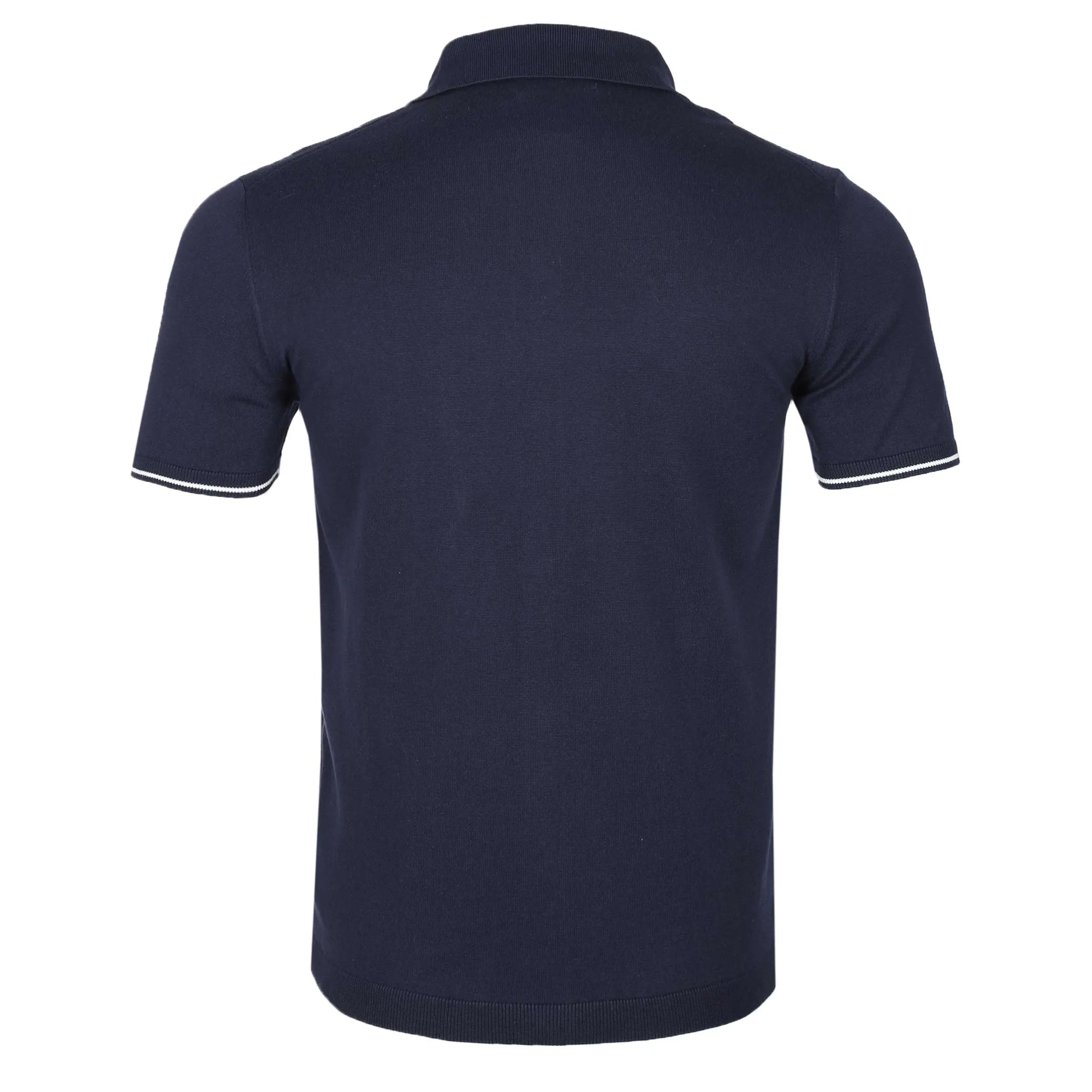 Remus Uomo Knitted Button Thru Polo Shirt in Navy