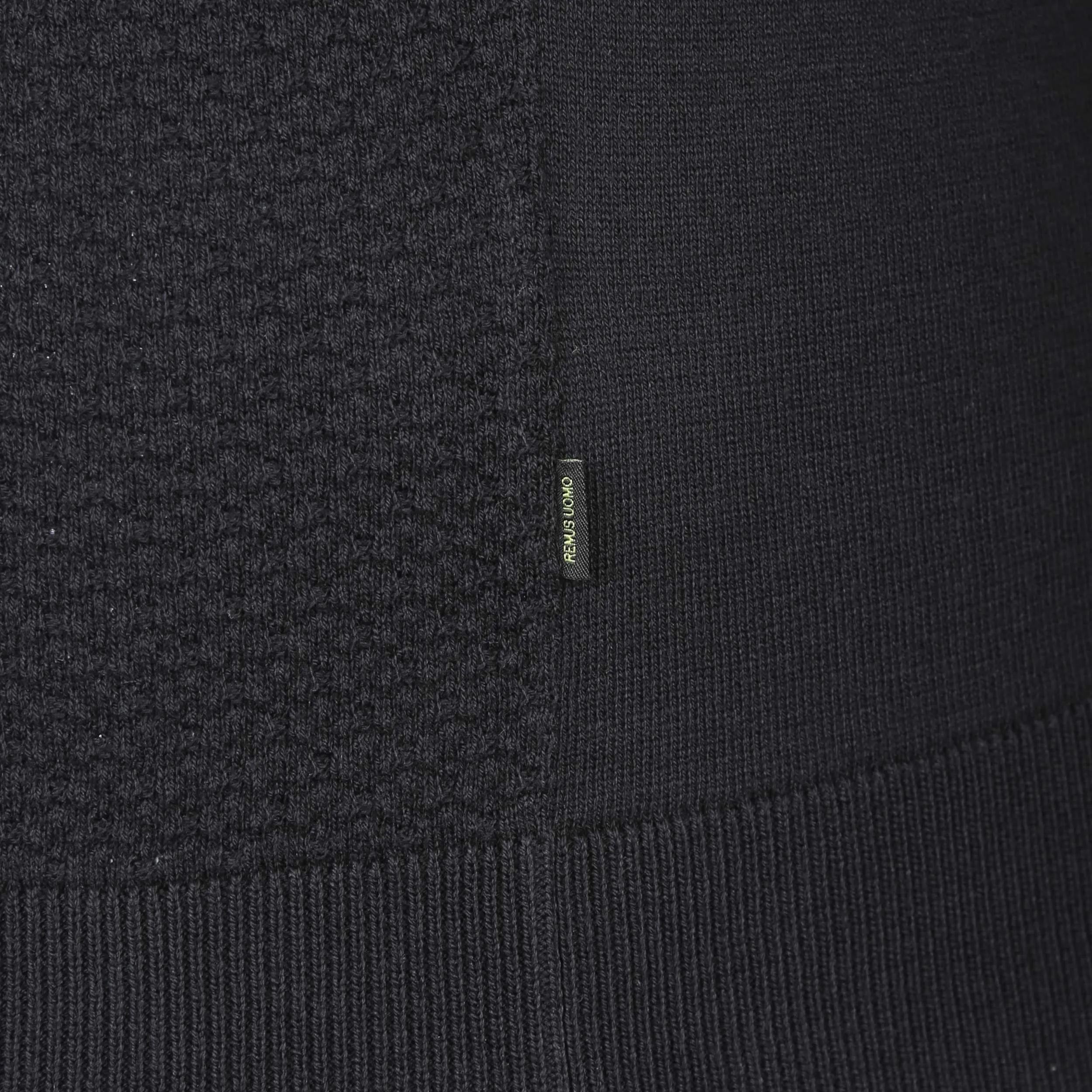 Remus Uomo Waffle Knitted Polo Shirt in Black