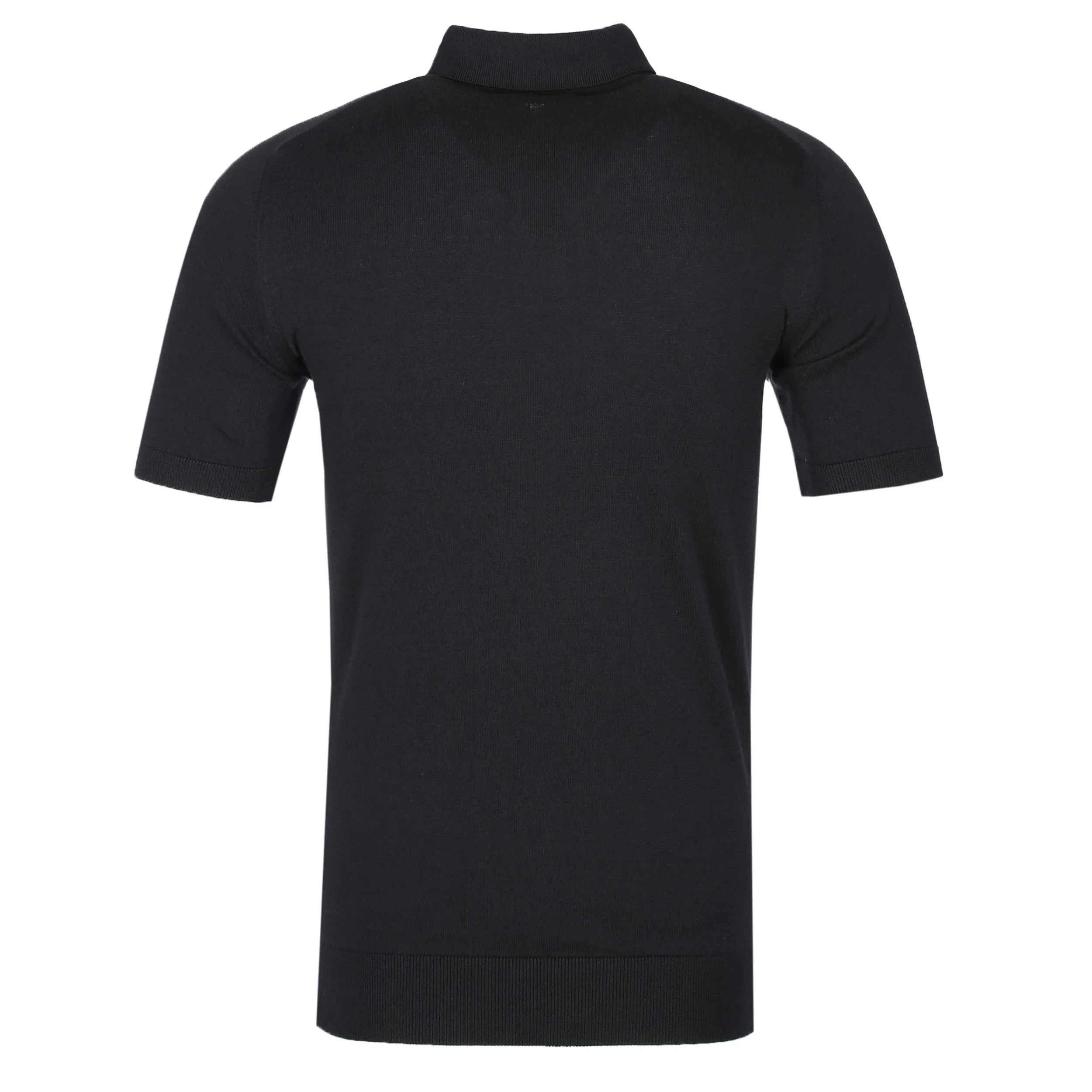 Remus Uomo Waffle Knitted Polo Shirt in Black