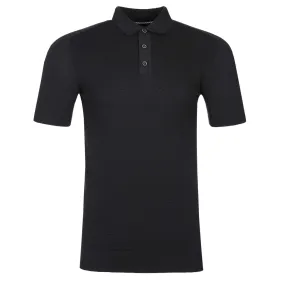 Remus Uomo Waffle Knitted Polo Shirt in Black