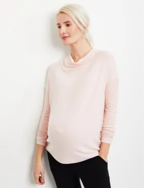 Rib Knit Maternity Tunic in Pink