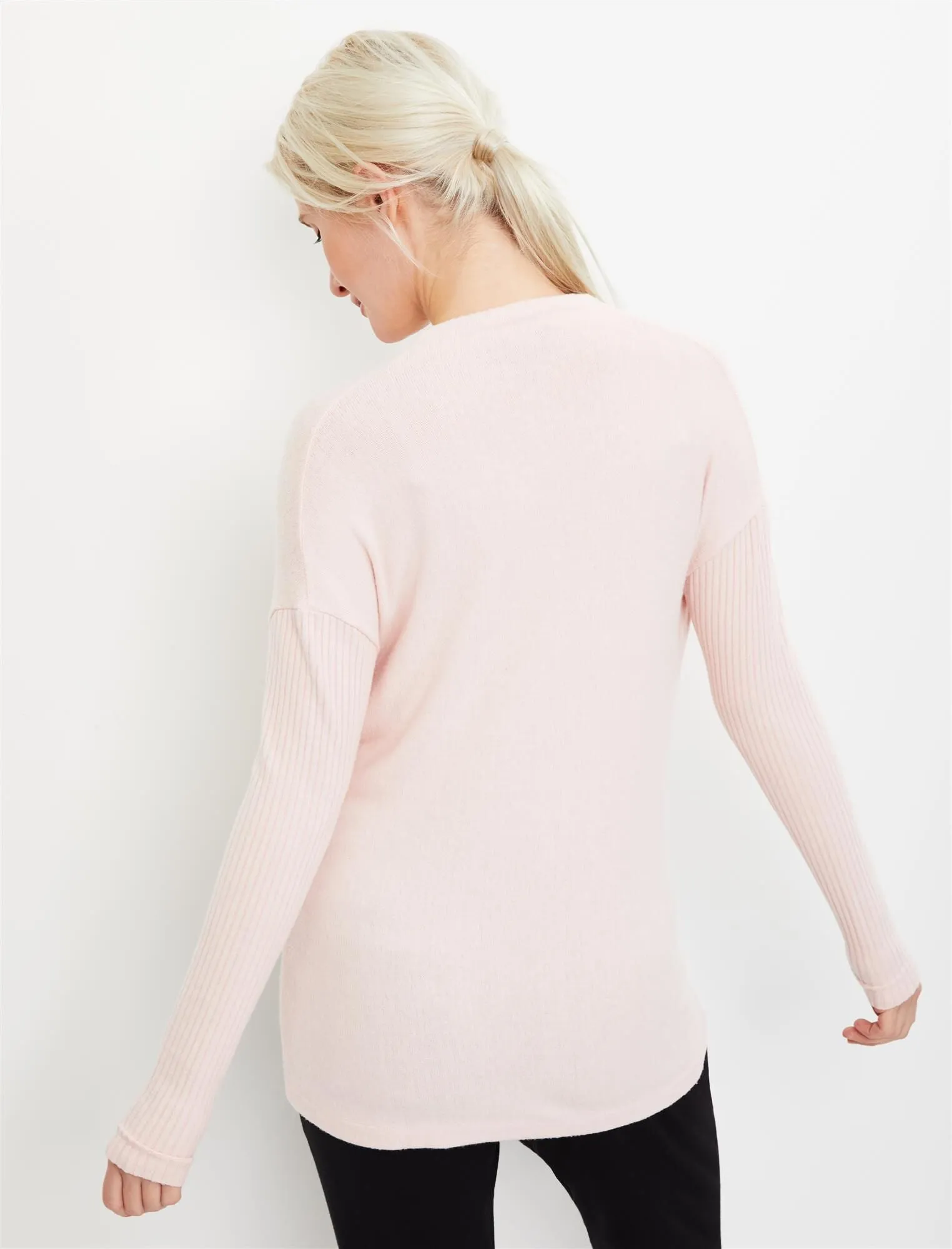 Rib Knit Maternity Tunic in Pink