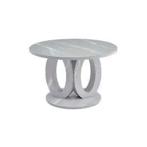 Round Glass & Faux Carrara Marble Dining Table - Seats 4, Modern Design