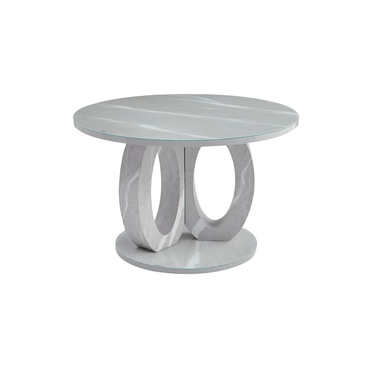 Round Glass & Faux Carrara Marble Dining Table - Seats 4, Modern Design