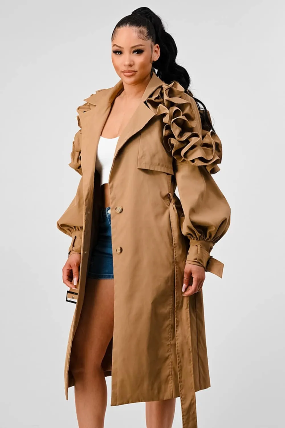 Ruffled Trench Coat