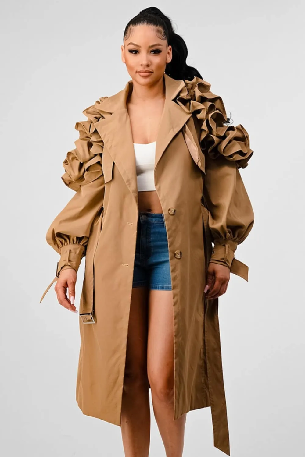 Ruffled Trench Coat