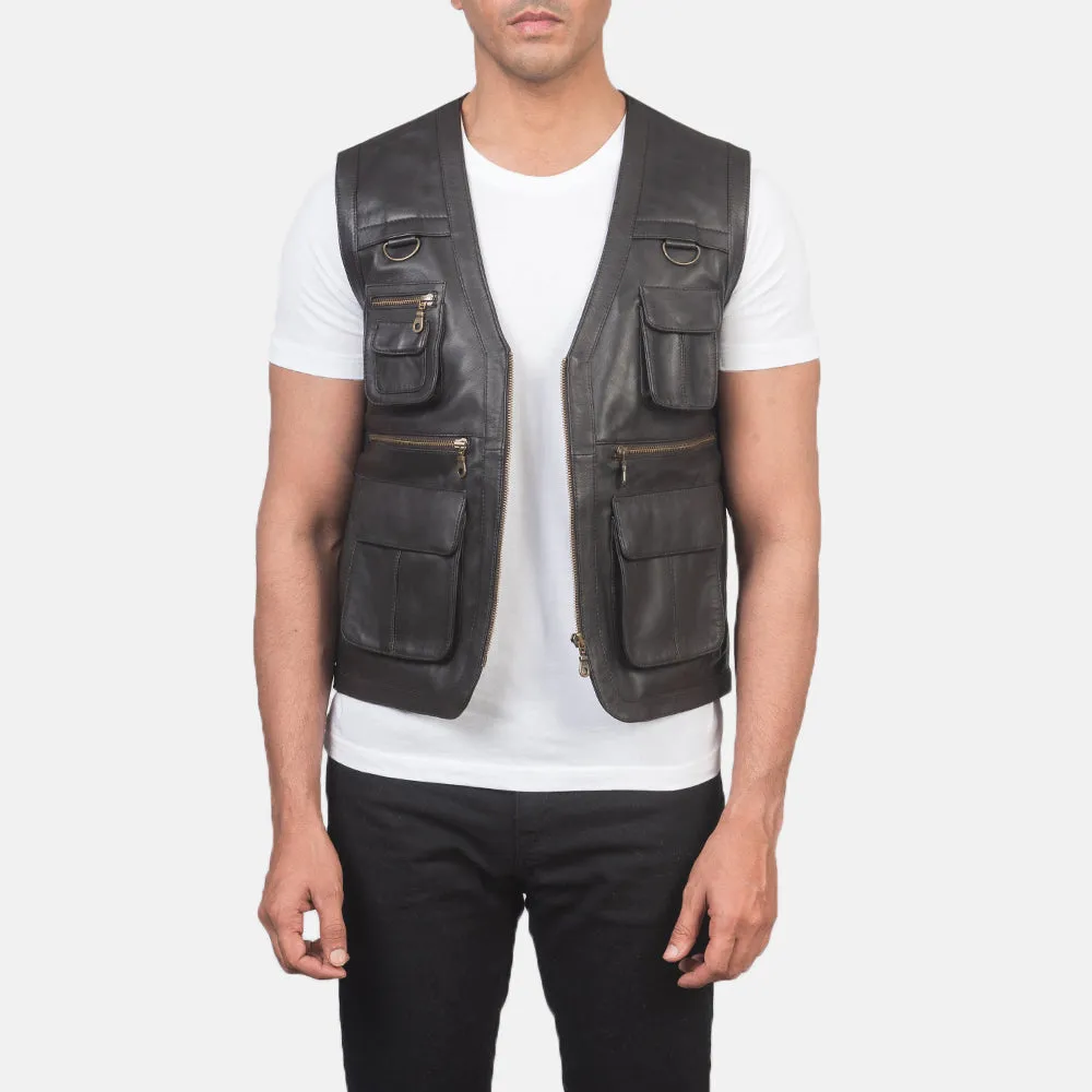 Safari Brown Leather Vest