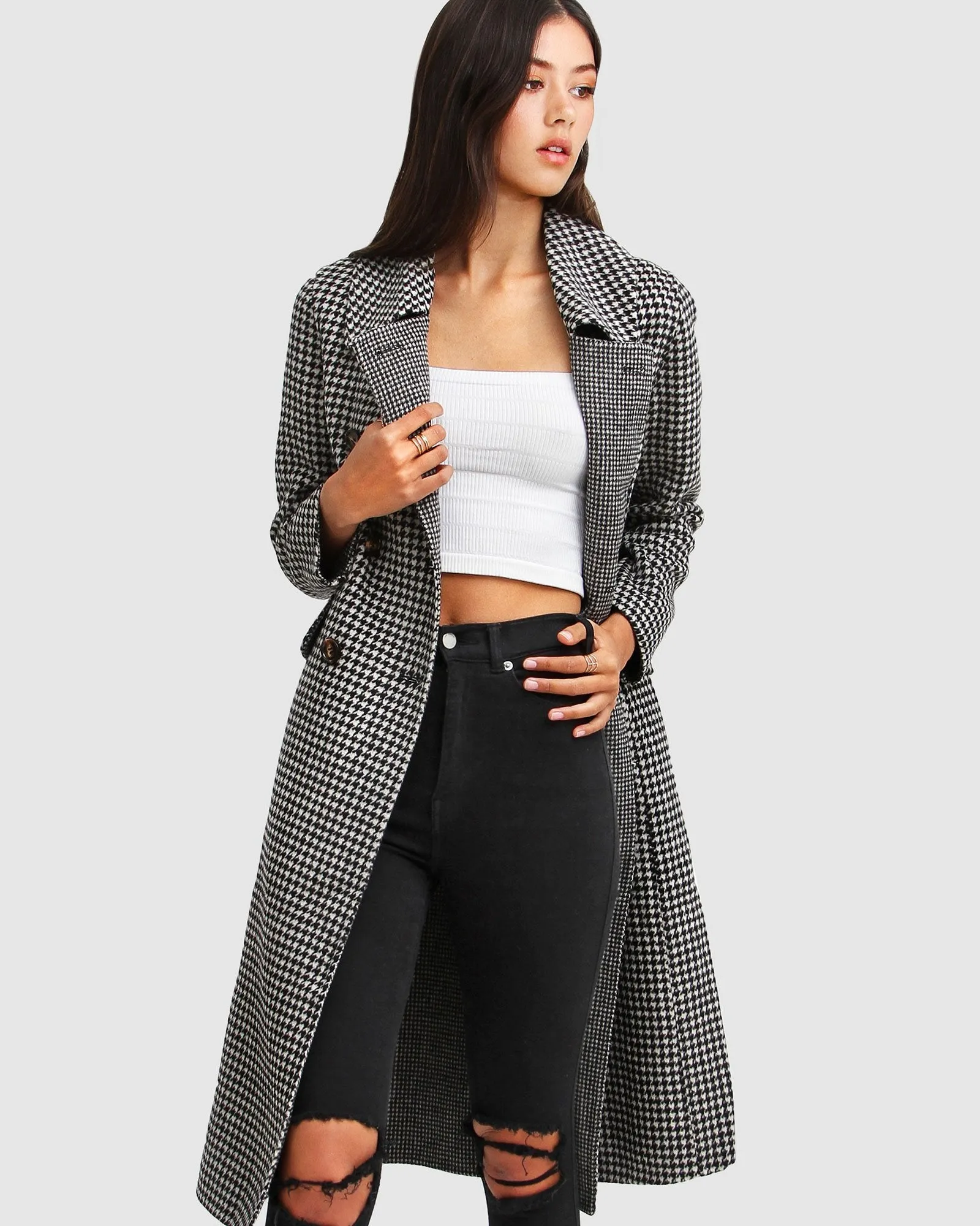 Save My Love Wool Coat - Black & White Check