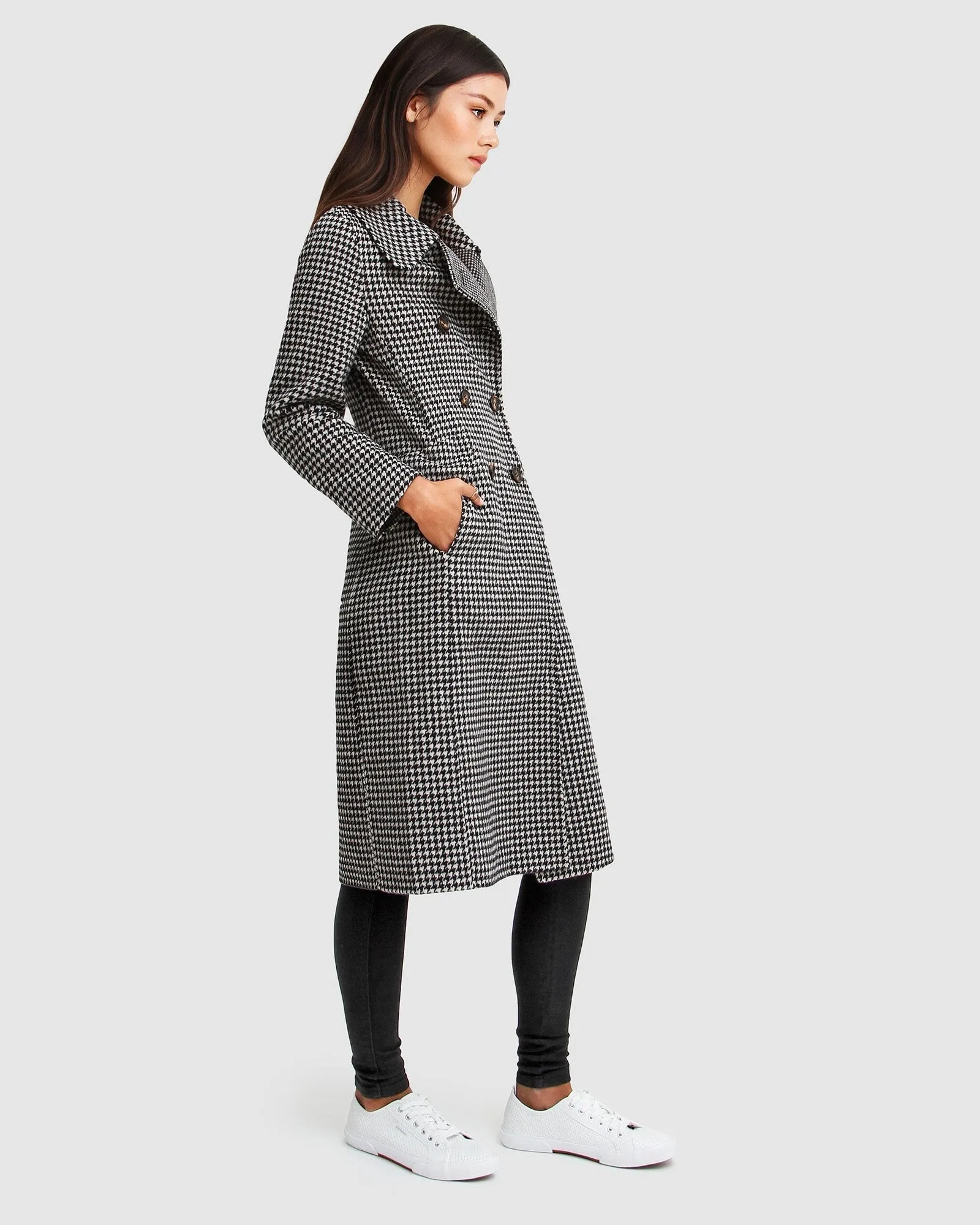 Save My Love Wool Coat - Black & White Check