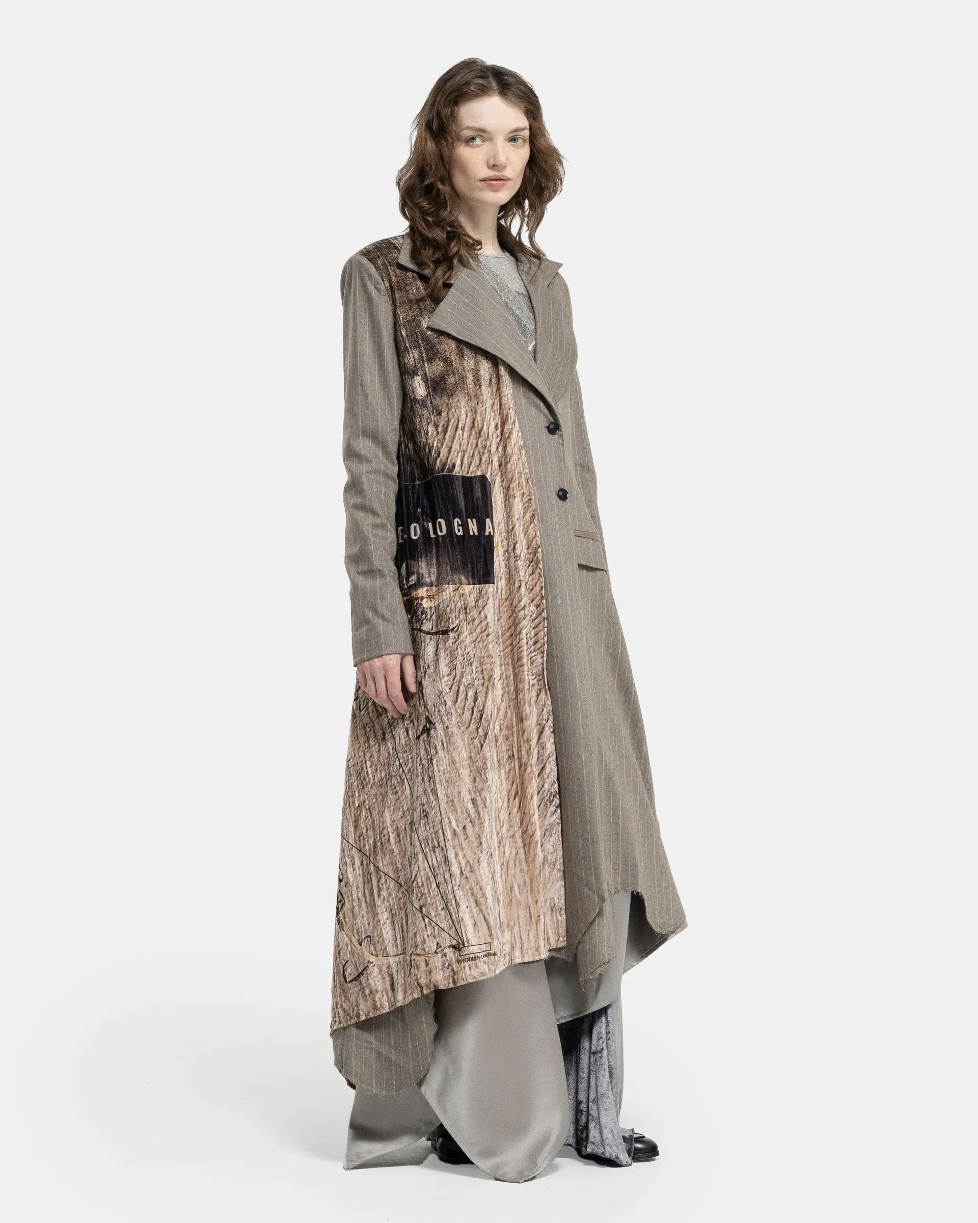 Selvaggina Printed Coat in Pinstripe