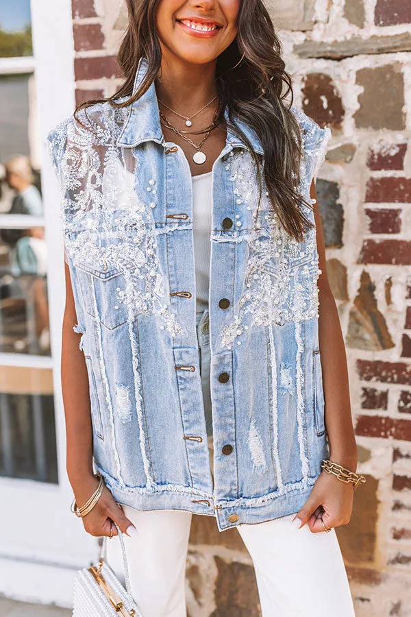 Shimmer So Stunning Embellished Denim Vest