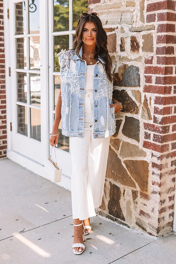 Shimmer So Stunning Embellished Denim Vest