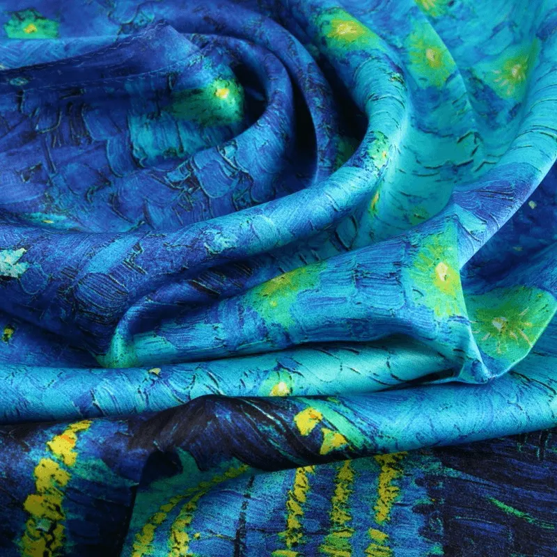 Silk Scarf Collecitons|Blossom Range|Starry Night Design|Blue|Long Silk Scarf