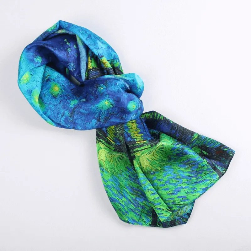 Silk Scarf Collecitons|Blossom Range|Starry Night Design|Blue|Long Silk Scarf