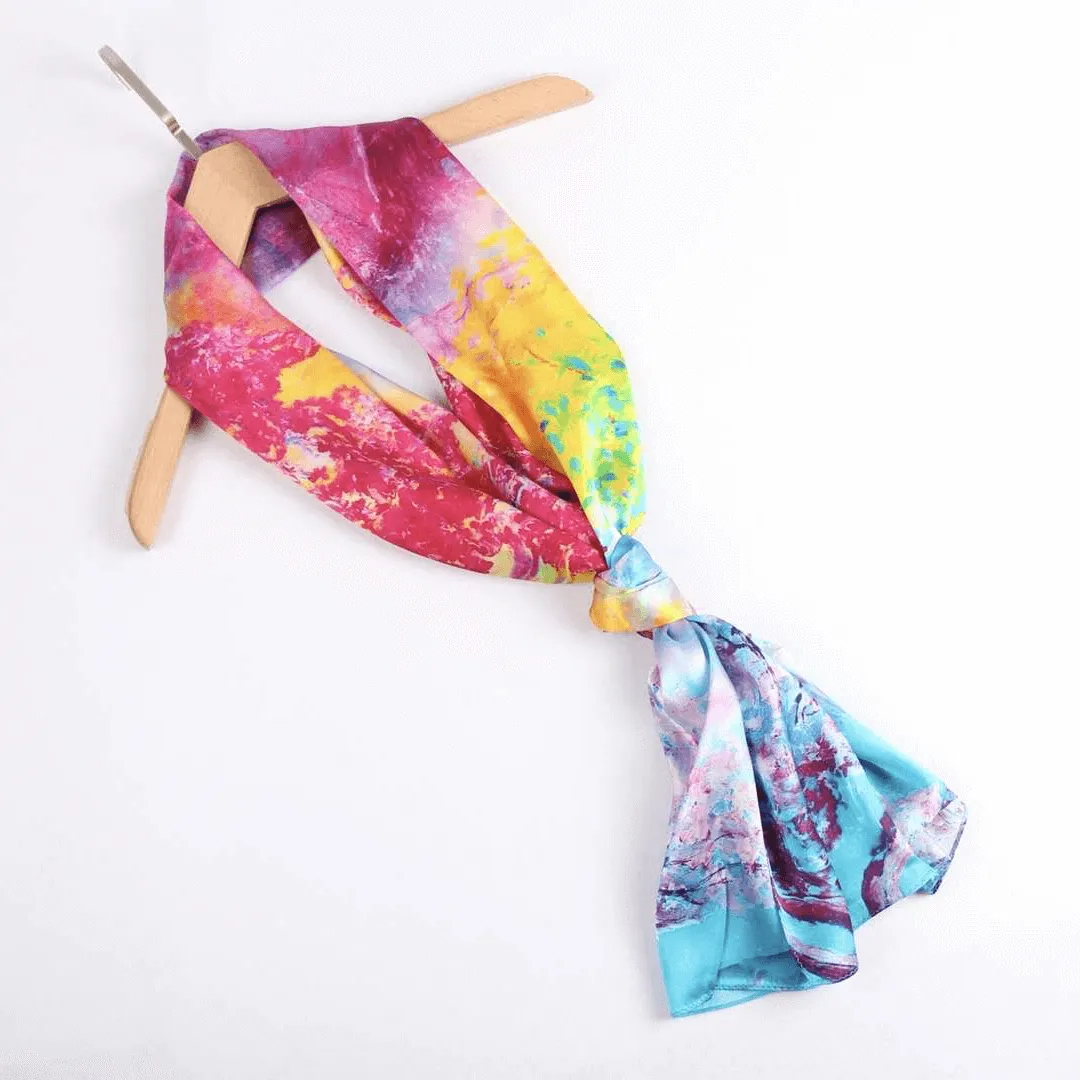 Silk Scarf Collections|Blossom Range|Rainbow Design|Long Silk Scarf