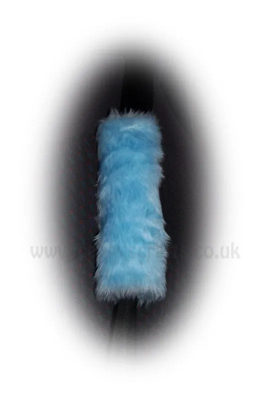 Single fluffy faux fur seatbelt pad / shoulder pad in choice of colour