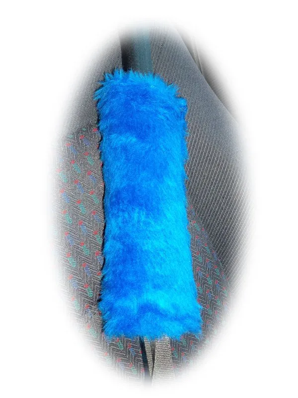 Single fluffy faux fur seatbelt pad / shoulder pad in choice of colour