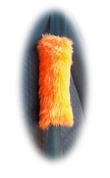 Single fluffy faux fur seatbelt pad / shoulder pad in choice of colour