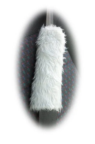 Single fluffy faux fur seatbelt pad / shoulder pad in choice of colour