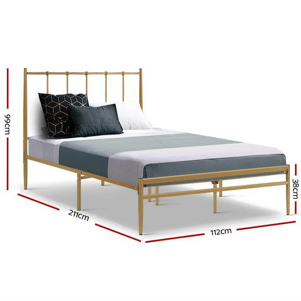 Single Package | Amor Bed Gold & Alzbeta Bonnell Spring Mattress (Medium Firm)