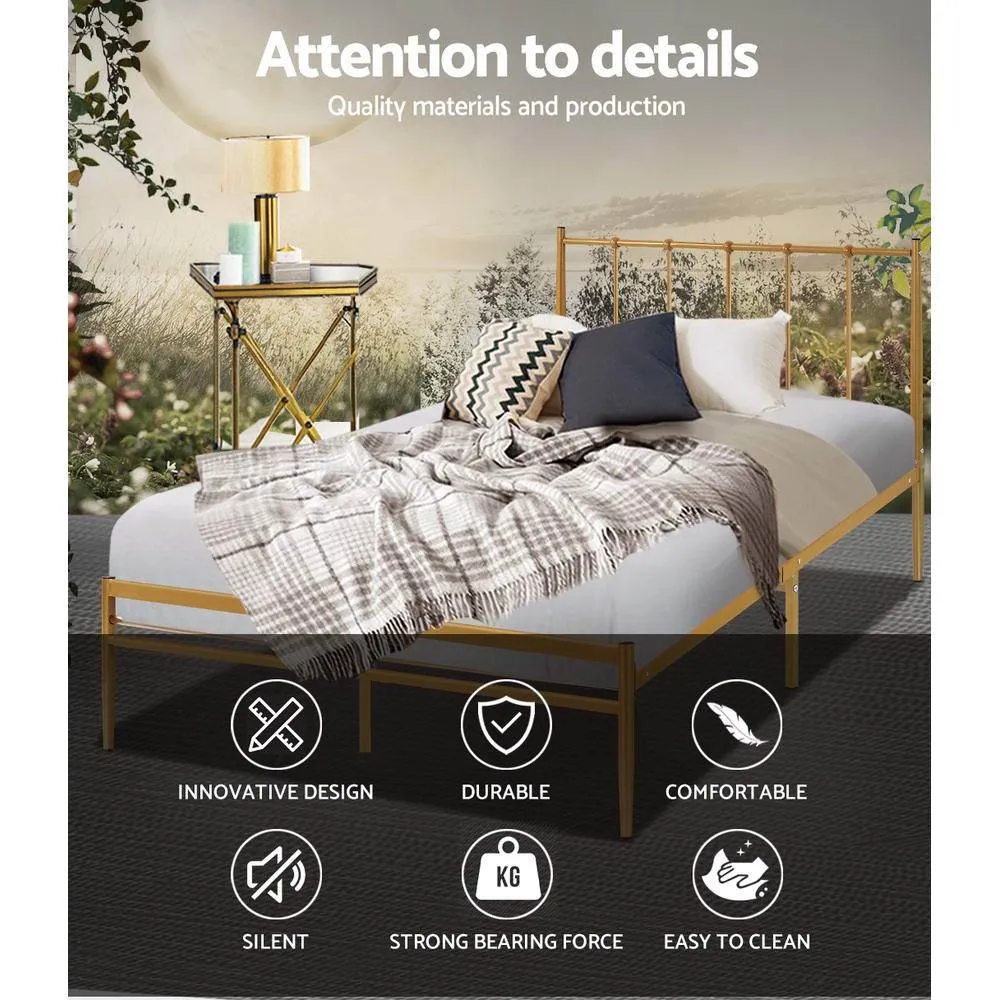 Single Package | Amor Bed Gold & Alzbeta Bonnell Spring Mattress (Medium Firm)