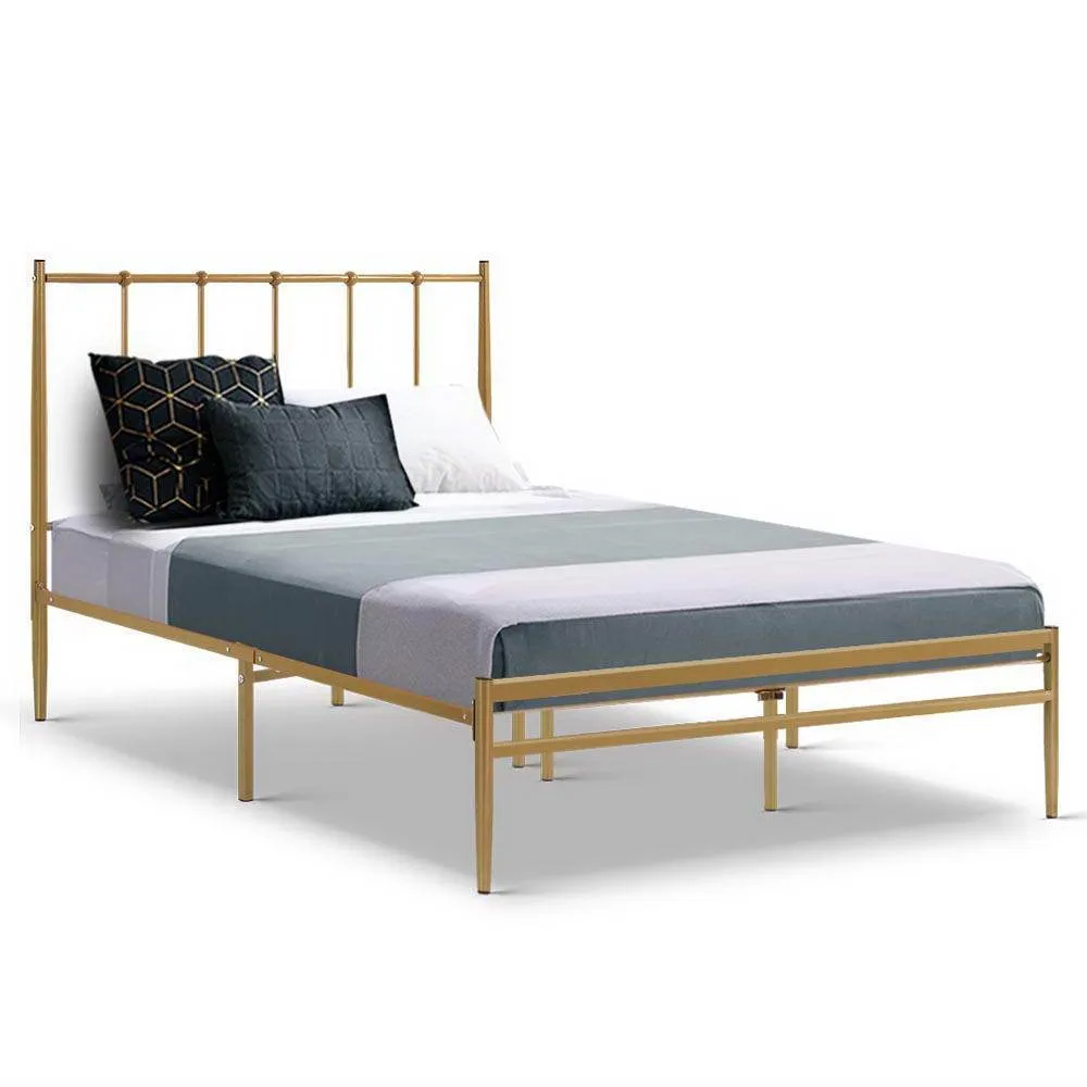 Single Package | Amor Bed Gold & Alzbeta Bonnell Spring Mattress (Medium Firm)