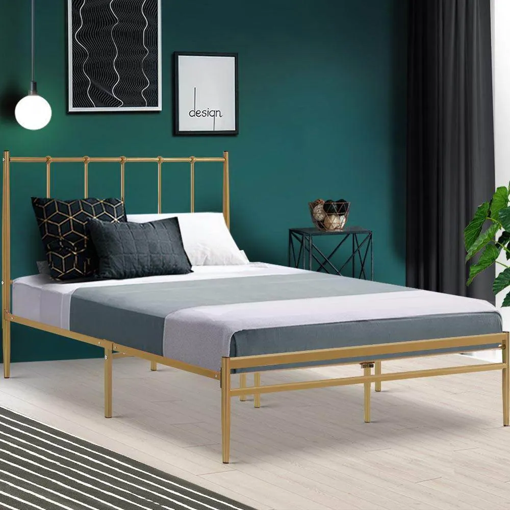 Single Package | Amor Bed Gold & Alzbeta Bonnell Spring Mattress (Medium Firm)